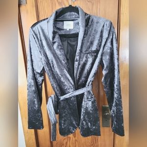 J.O.A Crushed Blue Velvet Blazer (NWOT)